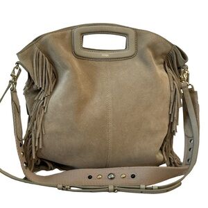 Maje Fringed M crossbody bag in suede Large